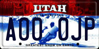 UT license plate A000JP