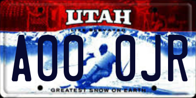 UT license plate A000JR