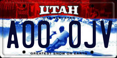 UT license plate A000JV