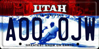 UT license plate A000JW