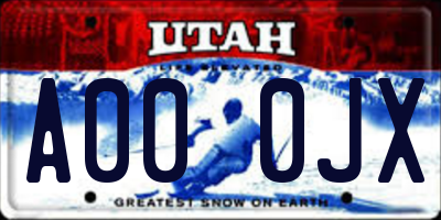 UT license plate A000JX