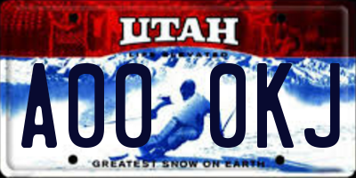 UT license plate A000KJ