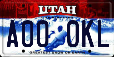 UT license plate A000KL