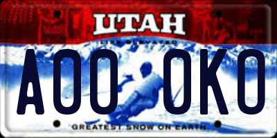 UT license plate A000KO