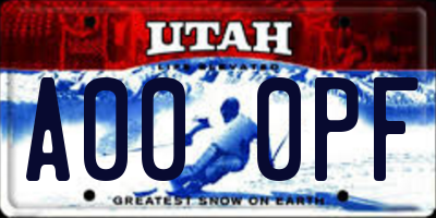 UT license plate A000PF