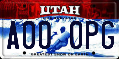 UT license plate A000PG