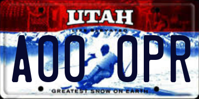 UT license plate A000PR