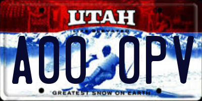 UT license plate A000PV