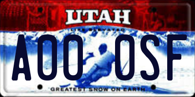 UT license plate A000SF