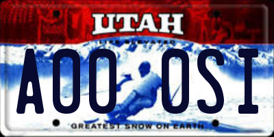 UT license plate A000SI