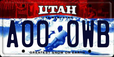 UT license plate A000WB