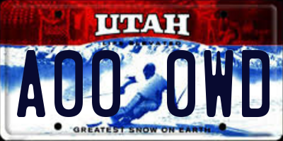 UT license plate A000WD