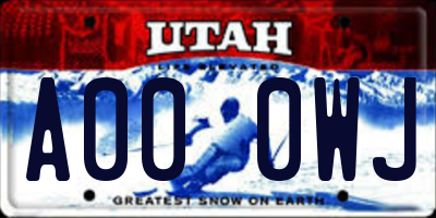 UT license plate A000WJ