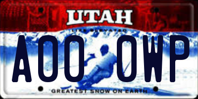 UT license plate A000WP