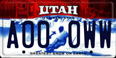 UT license plate A000WW