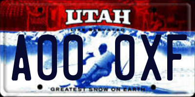 UT license plate A000XF