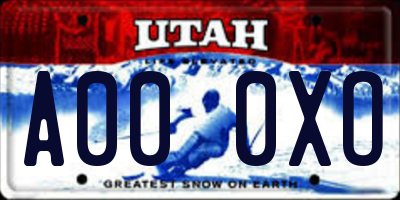 UT license plate A000XO