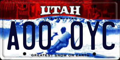 UT license plate A000YC