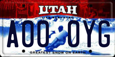 UT license plate A000YG