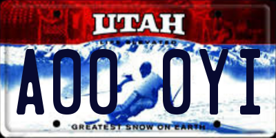 UT license plate A000YI