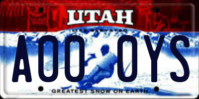 UT license plate A000YS