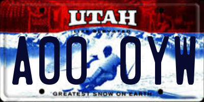 UT license plate A000YW