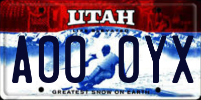 UT license plate A000YX