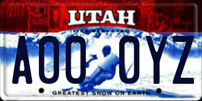 UT license plate A000YZ