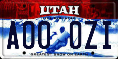 UT license plate A000ZI