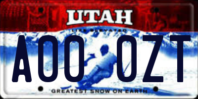 UT license plate A000ZT