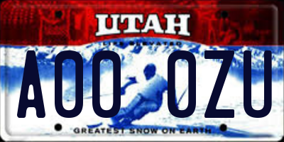 UT license plate A000ZU