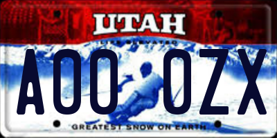 UT license plate A000ZX