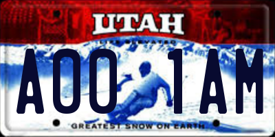 UT license plate A001AM