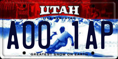 UT license plate A001AP