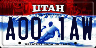 UT license plate A001AW