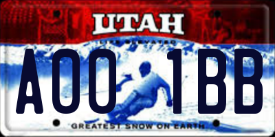 UT license plate A001BB