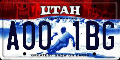 UT license plate A001BG