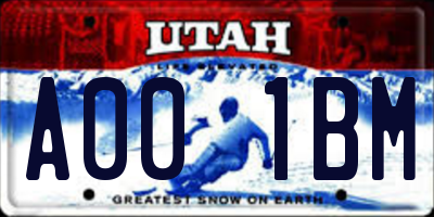 UT license plate A001BM