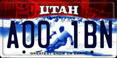 UT license plate A001BN