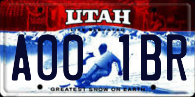 UT license plate A001BR