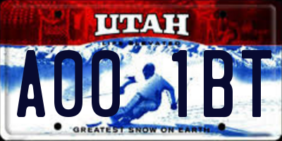 UT license plate A001BT