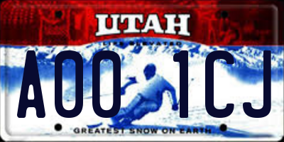 UT license plate A001CJ