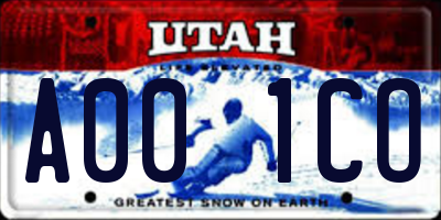 UT license plate A001CO