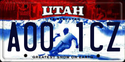 UT license plate A001CZ