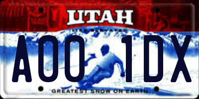 UT license plate A001DX