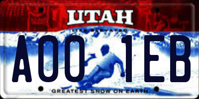 UT license plate A001EB