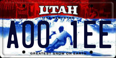 UT license plate A001EE