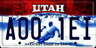 UT license plate A001EI