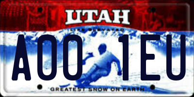 UT license plate A001EU