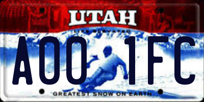 UT license plate A001FC